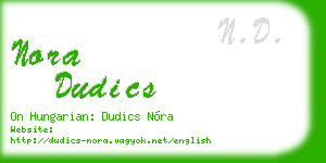 nora dudics business card